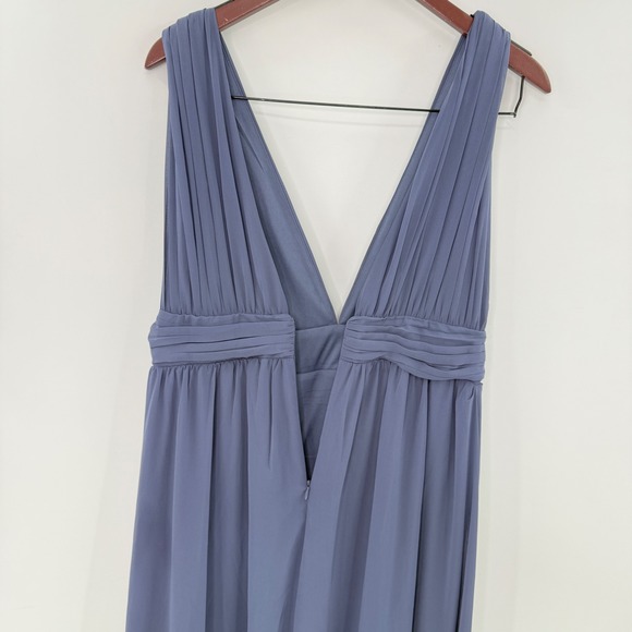 NWT Lulus Heavenly Hues Dusty Blue Maxi Dress V-Neck Chiffon Gown 43449 XL FLAW - Picture 4 of 12